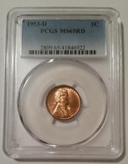 1953 D Lincoln Wheat Cent MS65 RED PCGS