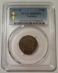 Guernsey 1920 H 2 Doubles MS63 BN PCGS
