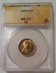 1951 S Lincoln Wheat Cent MS67 RB ANACS