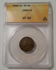 1908 Indian Head Cent VF30 ANACS