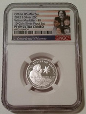 2022 S Silver Wilma Mankiller Quarter Proof PF69 UC NGC FR Flag Label