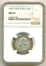 1957 Washington Quarter Type B Reverse MS67 NGC
