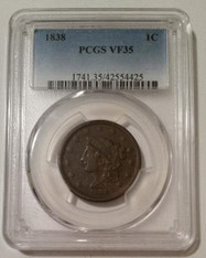 1838 Coronet Head Cent VF35 PCGS
