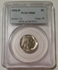 1936 D Buffalo Nickel MS65 PCGS