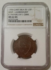 Great Britain 1794 1/2 Penny Conder Token Kent - Lamberhurst D&H-35 MS62 BN NGC
