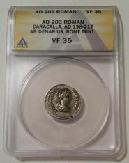 Roman Empire Caracalla AD 198-217 AR Denarius VF35 ANACS