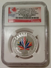 Canada 2015 1/2 oz Silver $10 FIFA Women's World Cup Proof PF70 UC NGC ER Low Mintage
