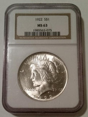 1922 Peace Silver Dollar MS63 NGC