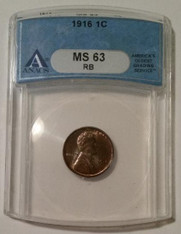 1916 Lincoln Wheat Cent MS63 RB ANACS