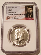 1966 Kennedy Half Dollar SMS MS67 NGC Portrait Label