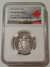 Canada Elizabeth II 1983 50 Cents Proof PF69 UC NGC Maple Leaf Label