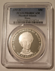 Marshall Islands 1997 S 1 oz Silver $50  Princess Diana Proof PR68 DCAM PCGS Low Mintage