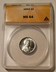 1943 Lincoln Wheat Steel Cent MS64 ANACS
