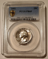1951 Washington Quarter PR65 PCGS Toning Low Proof Mintage