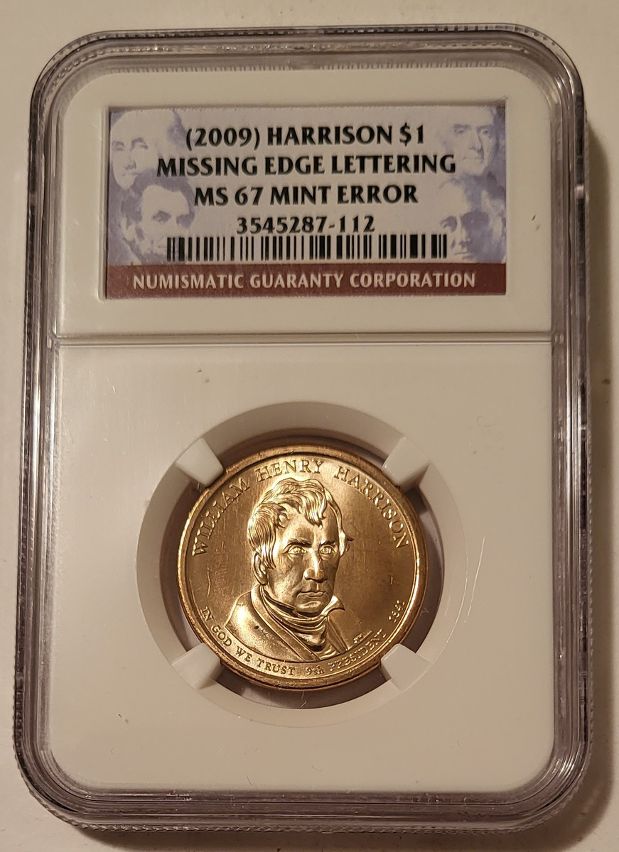 2009 William Henry Harrison Presidential Dollar Missing Edge