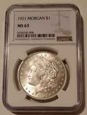 1921 Morgan Silver Dollar MS63 NGC