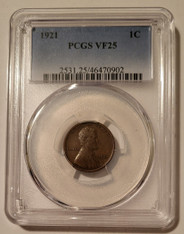 1921 Lincoln Wheat Cent VF25 PCGS
