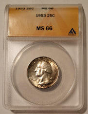 1953 Washington Quarter MS66 ANACS Toning