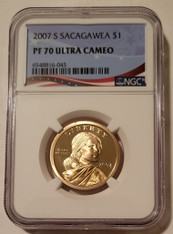 2007 S Native American Sacagawea Dollar Proof PF70 UC NGC Flag Label