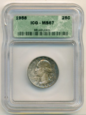 1958 Washington Quarter MS67 ICG