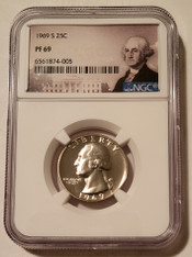 1969 S Washington Quarter Proof PF69 NGC Portrait Label