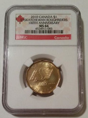 Canada 2010 Dollar Saskatchewan Roughriders 100th Anniversary MS66 NGC