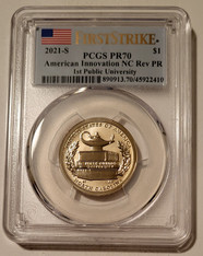 2021 S American Innovation Dollar North Carolina Reverse Proof PR70 PCGS First Strike