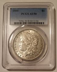 1880 Morgan Silver Dollar VAM-19a (Stickered Reverse) AU50 PCGS.