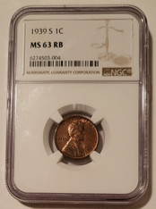 1939 S Lincoln Wheat Cent MS63 RB NGC