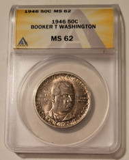 1946 Booker T Washington Commemorative Silver Half Dollar MS62 ANACS Toned