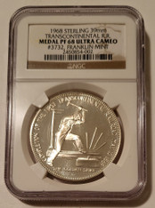 1968 Franklin Mint Transcontinental Railroad Silver Medal Proof PF68 UC NGC
