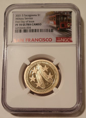 2021 S Native American Sacagawea Dollar Proof PF70 UC NGC FDI Trolley Label