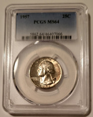 1957 Washington Quarter MS64 PCGS Obverse Toning