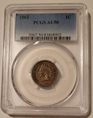 1863 Indian Head Cent AU50 PCGS