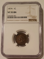 1874 Indian Head Cent VF35 NGC