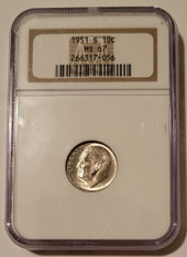 1951 S Roosevelt Dime MS67 NGC