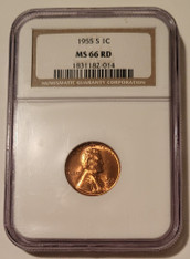 1955 S Lincoln Wheat Cent MS66 RED NGC