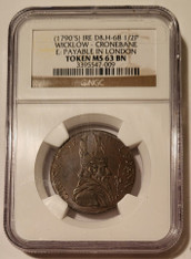 Ireland 1790's 1/2 Penny Conder Token Wicklow - Cronebane D&H-68 MS63 BN NGC