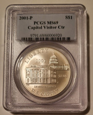 2001 P Capitol Visitor Center Commemorative Silver Dollar MS69 PCGS