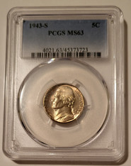 1943 S Jefferson Silver Nickel MS63 PCGS