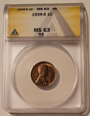 1939 S Lincoln Wheat Cent MS63 RB ANACS