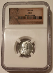 1943 Lincoln Wheat Steel Cent MS65 NGC Brown Portrait Label