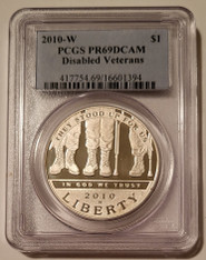 2010 W Disabled Veterans Commemorative Silver Dollar Proof PR69 DCAM PCGS