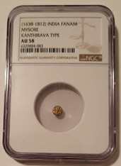 India - Mysore (1638-1812) Gold Fanam Kanthirava Type AU58 NGC