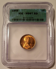 1945 Lincoln Wheat Cent MS67 RED ICG