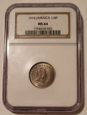 Jamaica Edward VII 1910 14 Penny Farthing MS64 NGC