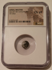 Ionia - Miletus late 6th-5th Centuries BC AR Obol obv Lion Ch VF NGC