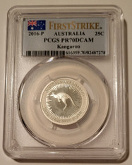 Australia 2016 P 1/4 oz Silver 25 Cents Kangaroo Proof PR70 DCAM PCGS First Strike