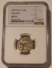 Italy Tuscany Leopold II 1826 10 Quattrini AU55 NGC