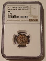 Middle Ages - England Edward I (1279-1307) Silver Penny Durham S-1421 VF35 NGC
